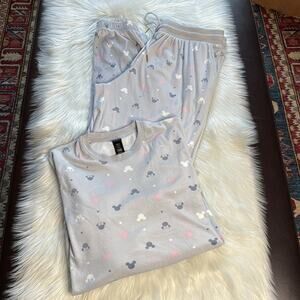 Disney Pale Gray Silky Fleece PJ Set